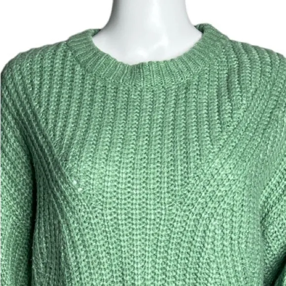 A‎ New Day Sweater Womens Large Green Cable Knit Casual Preppy Minimalist - Image 4