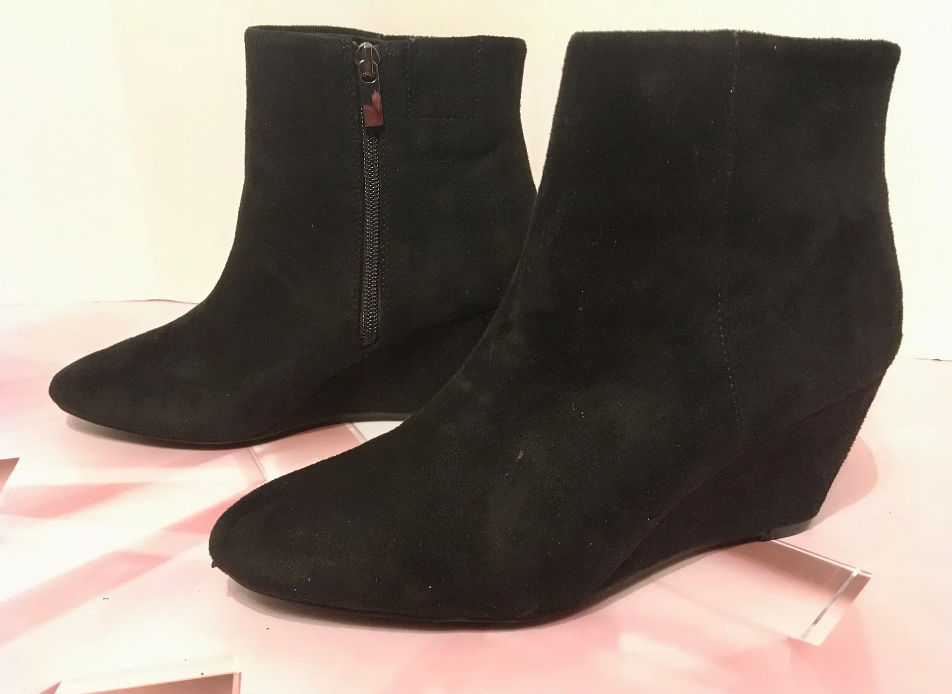 Black Wedge Ankle Boots, Size 7 1/2 - Image 2