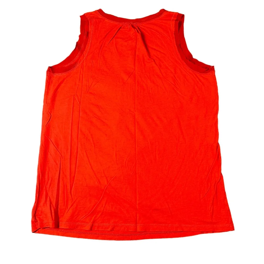 Vtg Eddie Bauer Womens Large Orangeish‎ Red Scoop Neck Tank Top Cotton Silk - Image 9