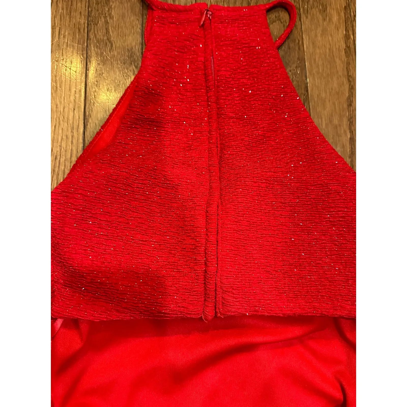 Jovani NWT Sz.00 Red Glitter Knit Backless Bodycon Party Formal Cocktail Dress - Image 16