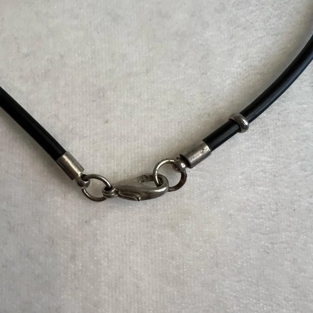 Vintage Leather Cord Beaded Choker Necklace Boho Tribal Skater Y2K Statement Silver - Image 4