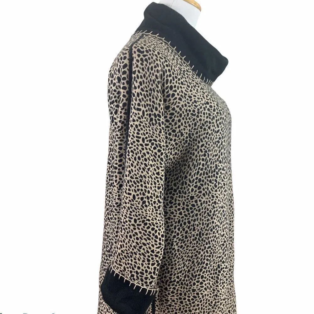 Reversible leopard print cowl neck long sweater Black - Image 2