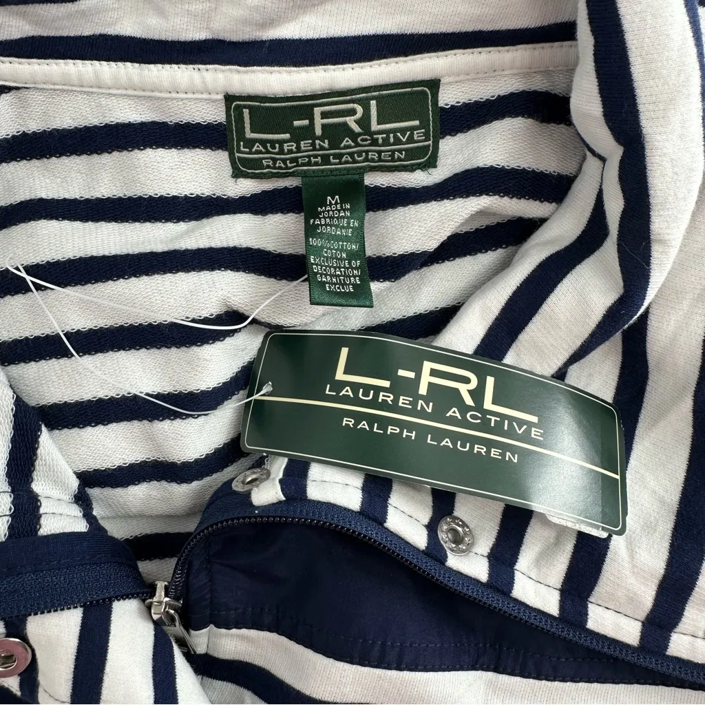 Lauren Ralph Lauren Active Navy White Striped Zip Front Jacket size Medium NWT - Image 11