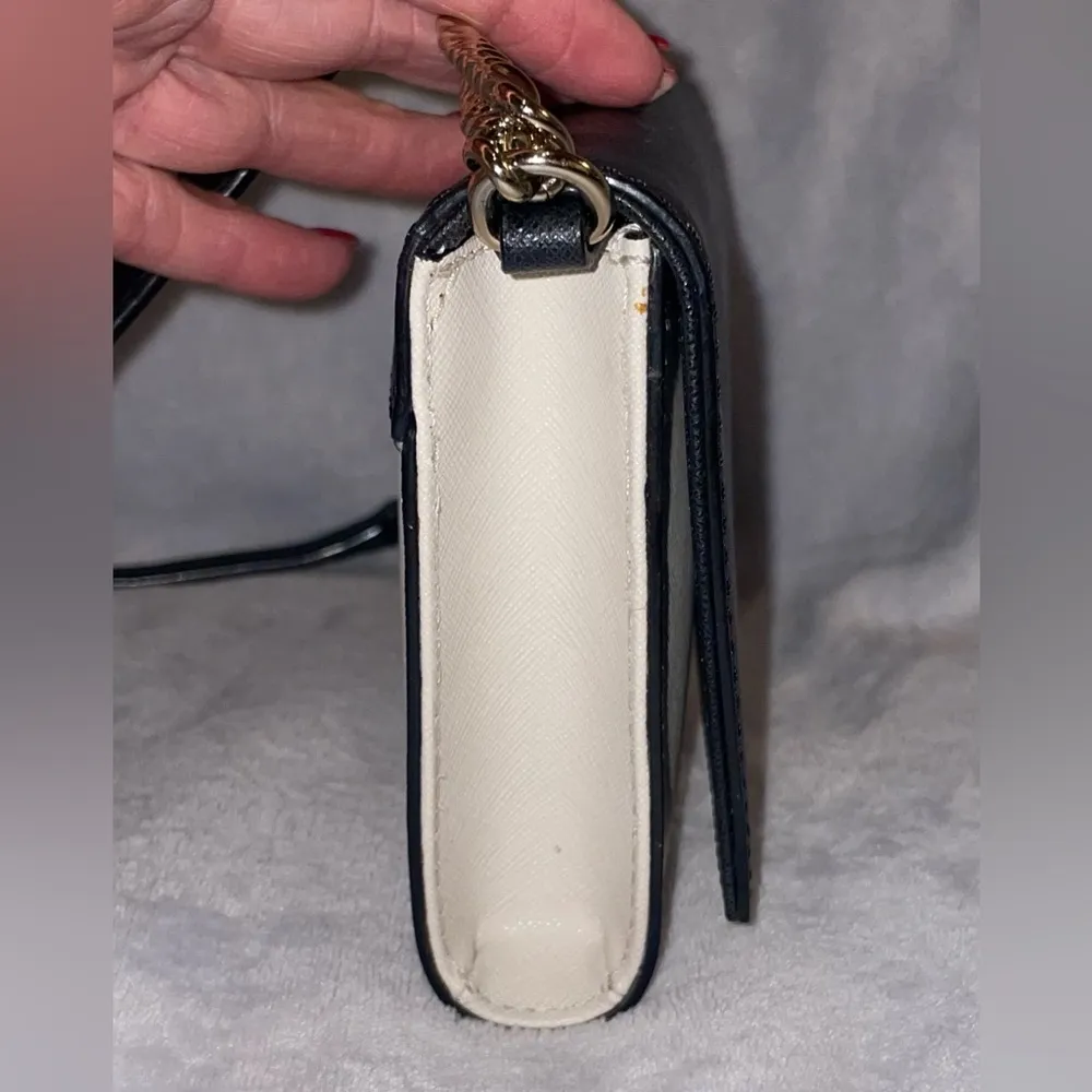 New York Cedar Street Saffiano Genuine Leather Black/Cream Crossbody - Image 11