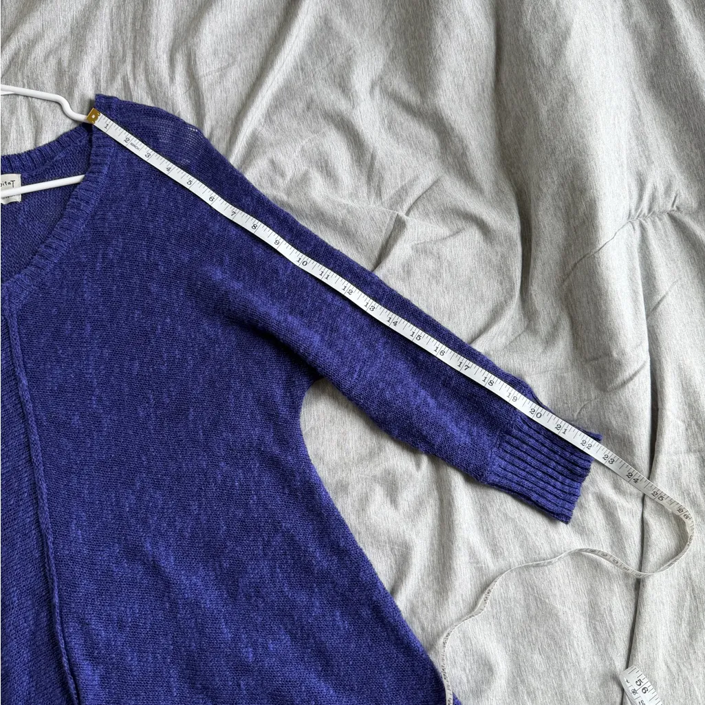 Habitat Pullover Sweater Linen Blend S Purple 3/4 Sleeve Open Knit Womens - Image 9