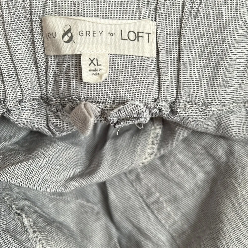 Lou & Grey Gray Lagenlook linen elastic waist pants size XL - Image 8