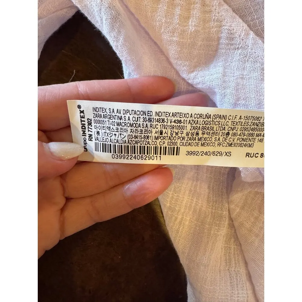 Zara Shirt Women XS Purple Lilac Sheer Raw Seam Detail Tie Neck Open Back Top‎ - Image 14