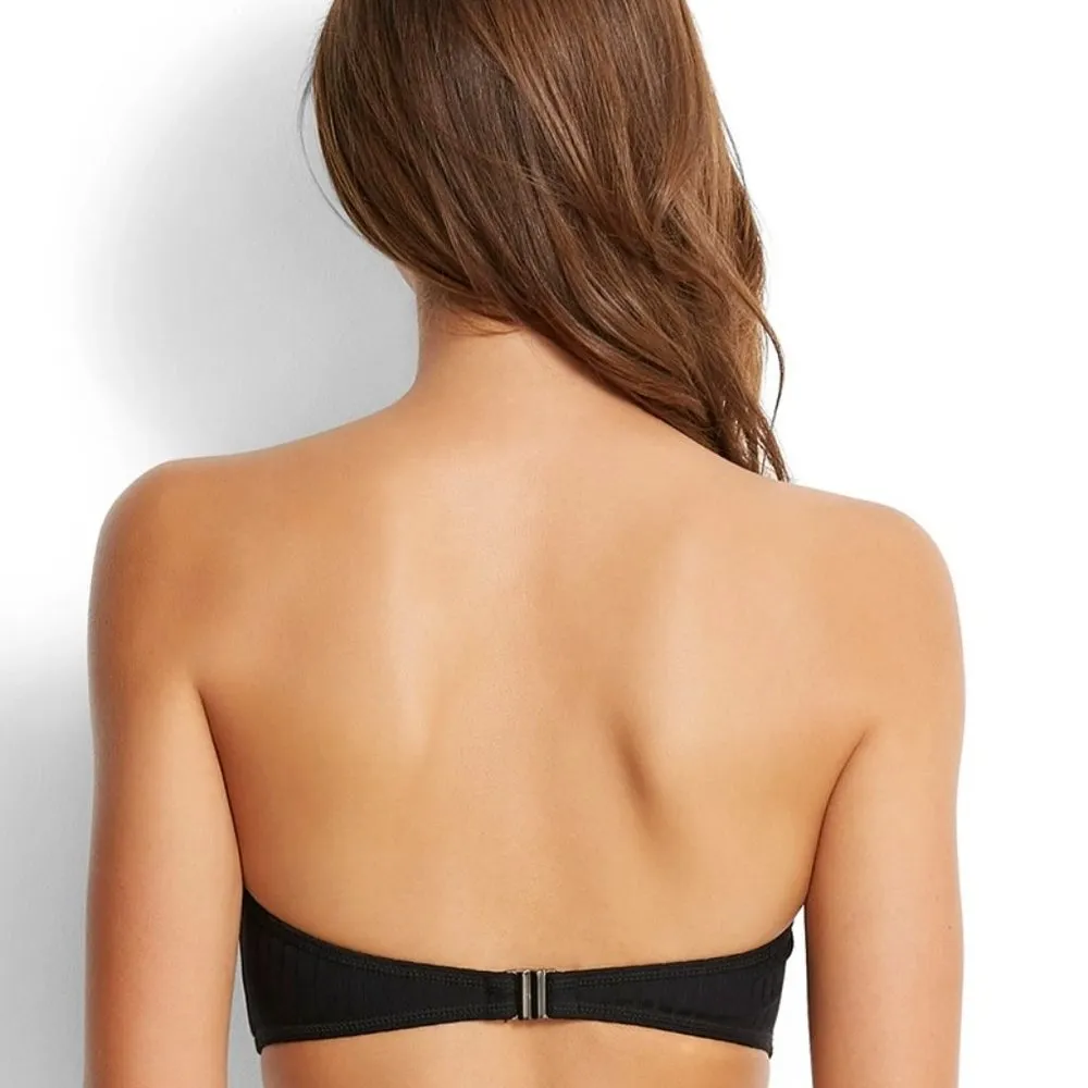 NWT Seafolly X Revolve Inka Rib Bustier Bandeau in Black - Image 2