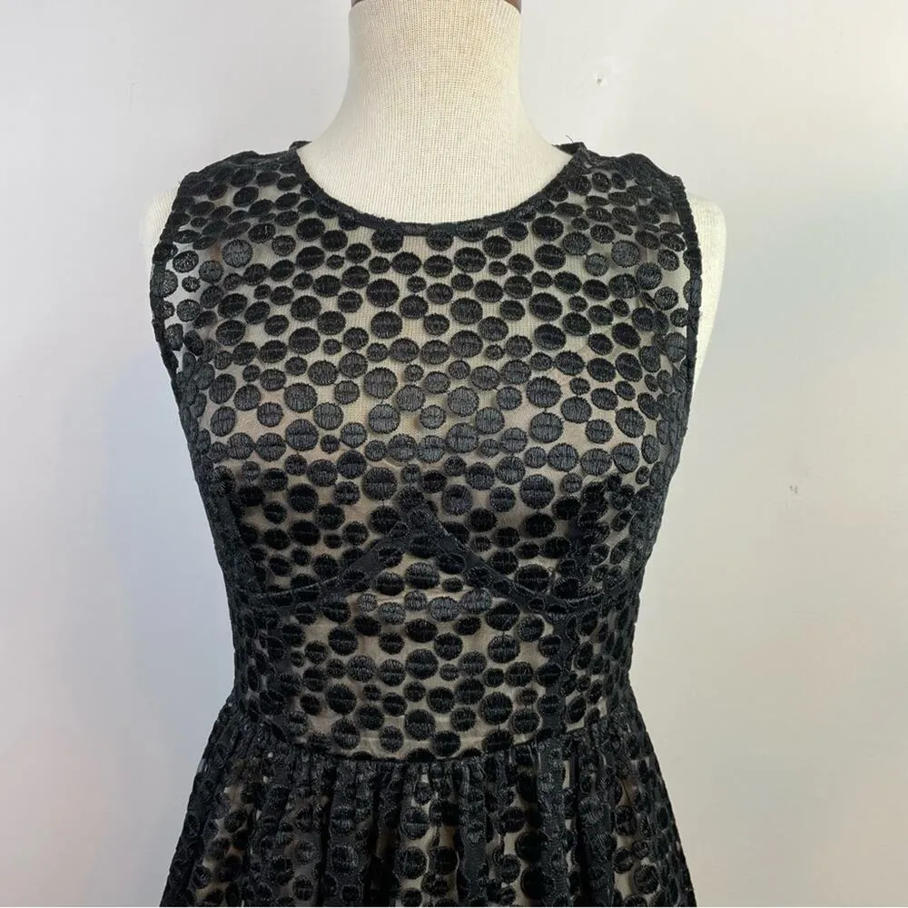 Plenty Tracy Reese Anthropologie Black Embroidered Sheer Dot Cocktail Dress 6 - Image 3