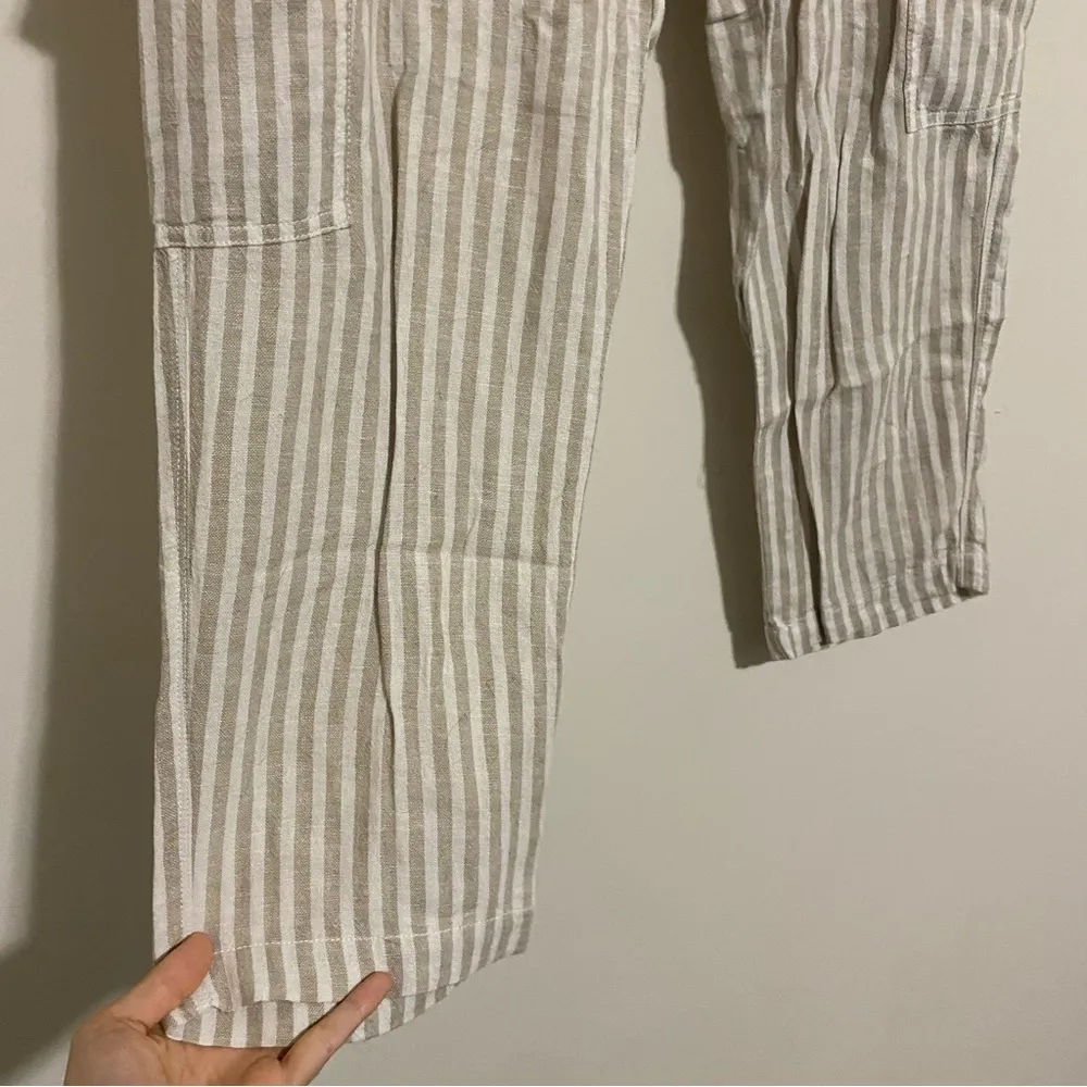 Sanctuary x Anthropologie Tan Linen Blend Striped Pants size Small - Image 6