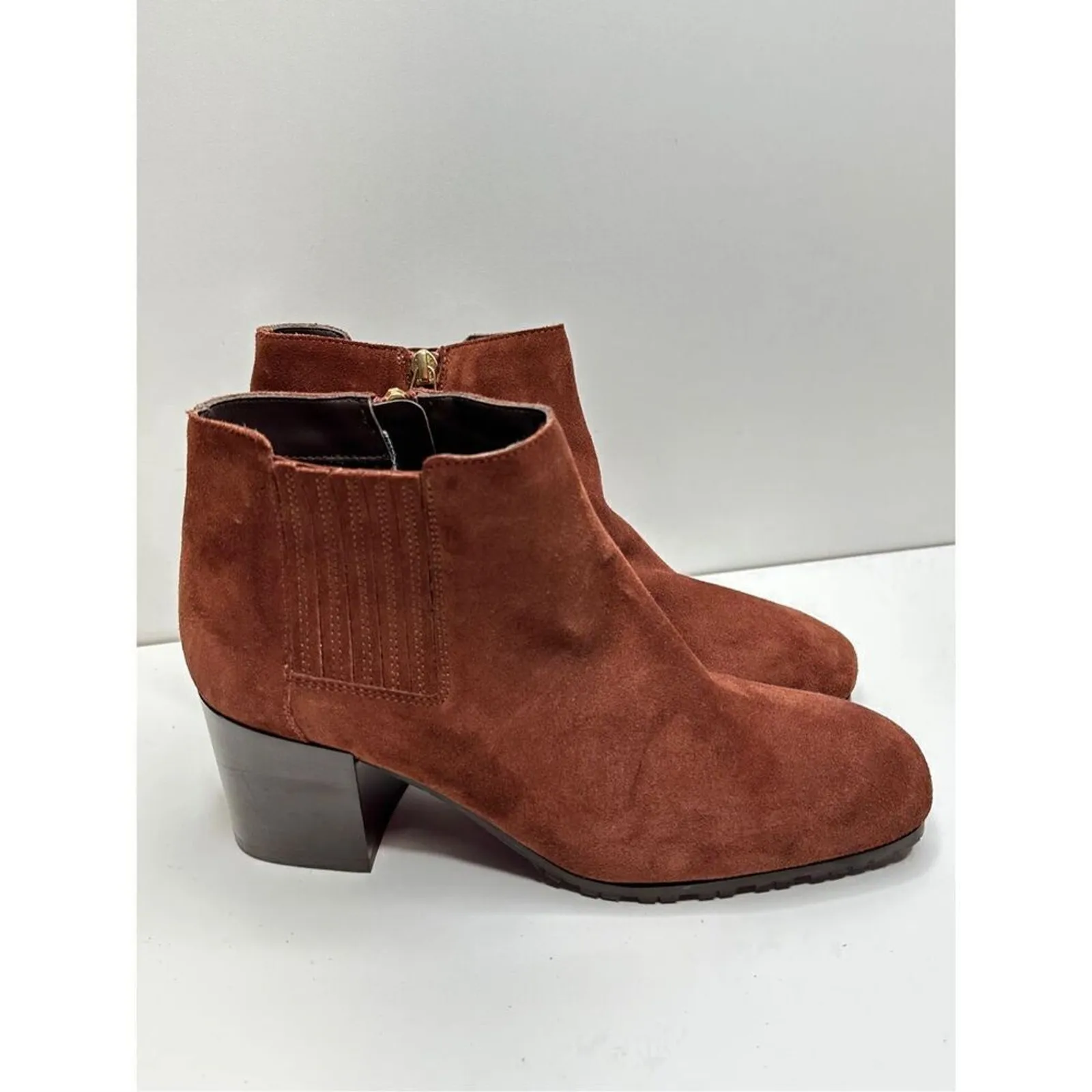 Aquatalia Boots Womens Size 8 Block Heel Ginger Suede Ankle Booties Leather - Image 3