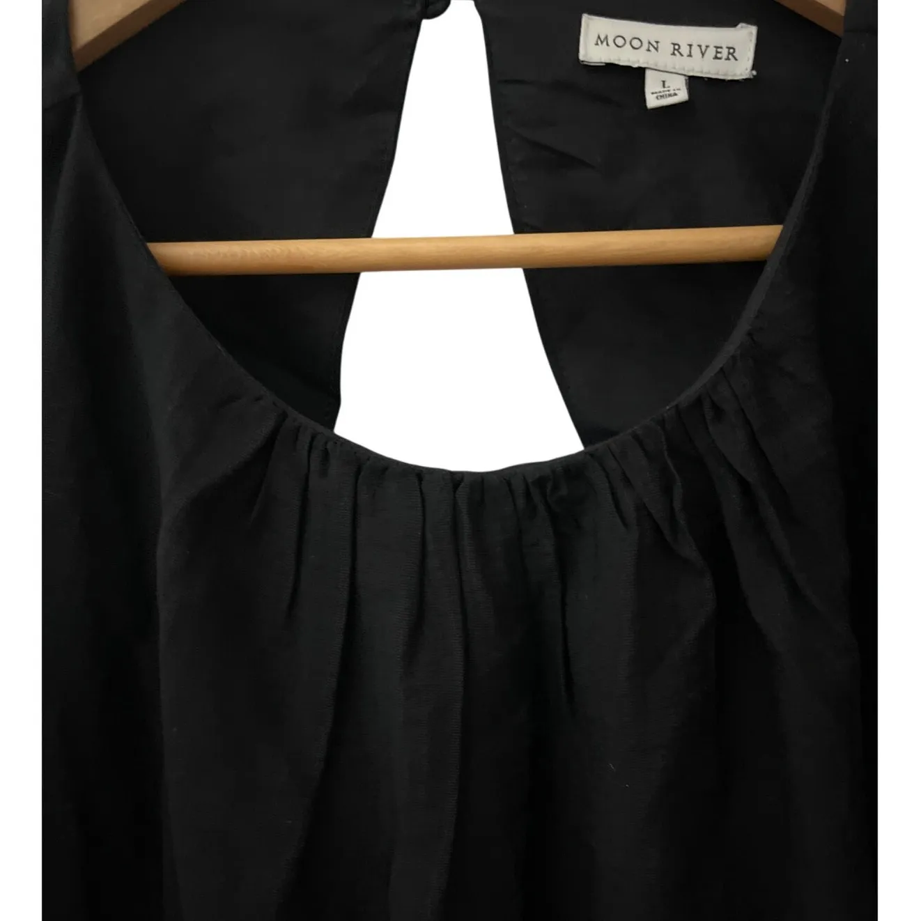 Moon River ‎ Black Bubble Sleeve Back Cutout Mini Dress Size Large - Image 9