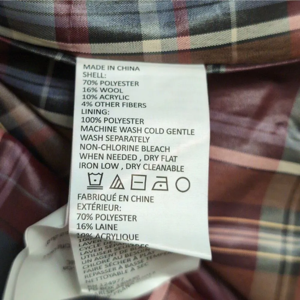 Prana Quincy Skirt Grey Coal Wool Wrap Buckle Closure Plaid Lining Size S New - Image 8