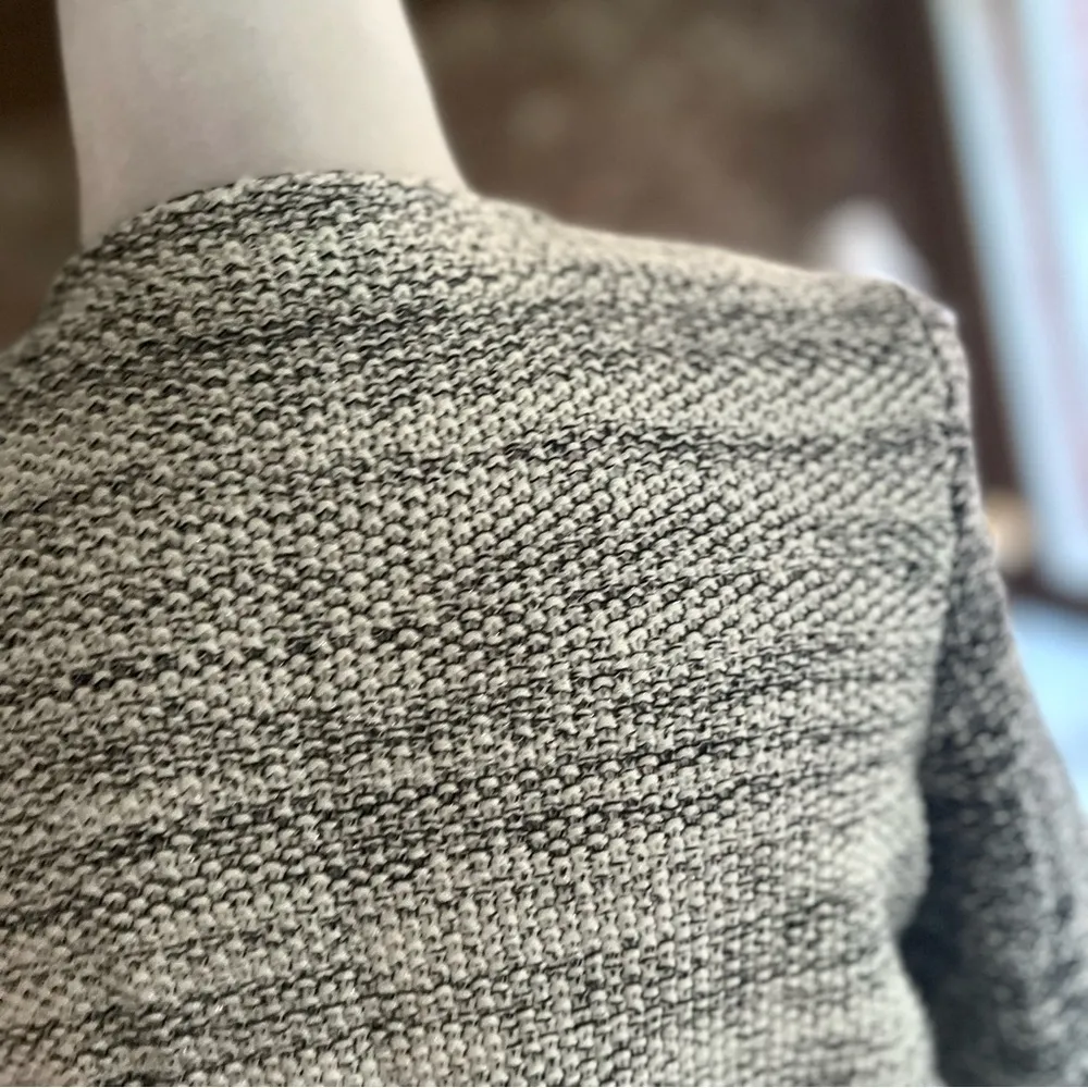 Talbots Grey Boucle Metallic Silver Knit Sweater Cardigan Zip up Jacket SP - Image 10