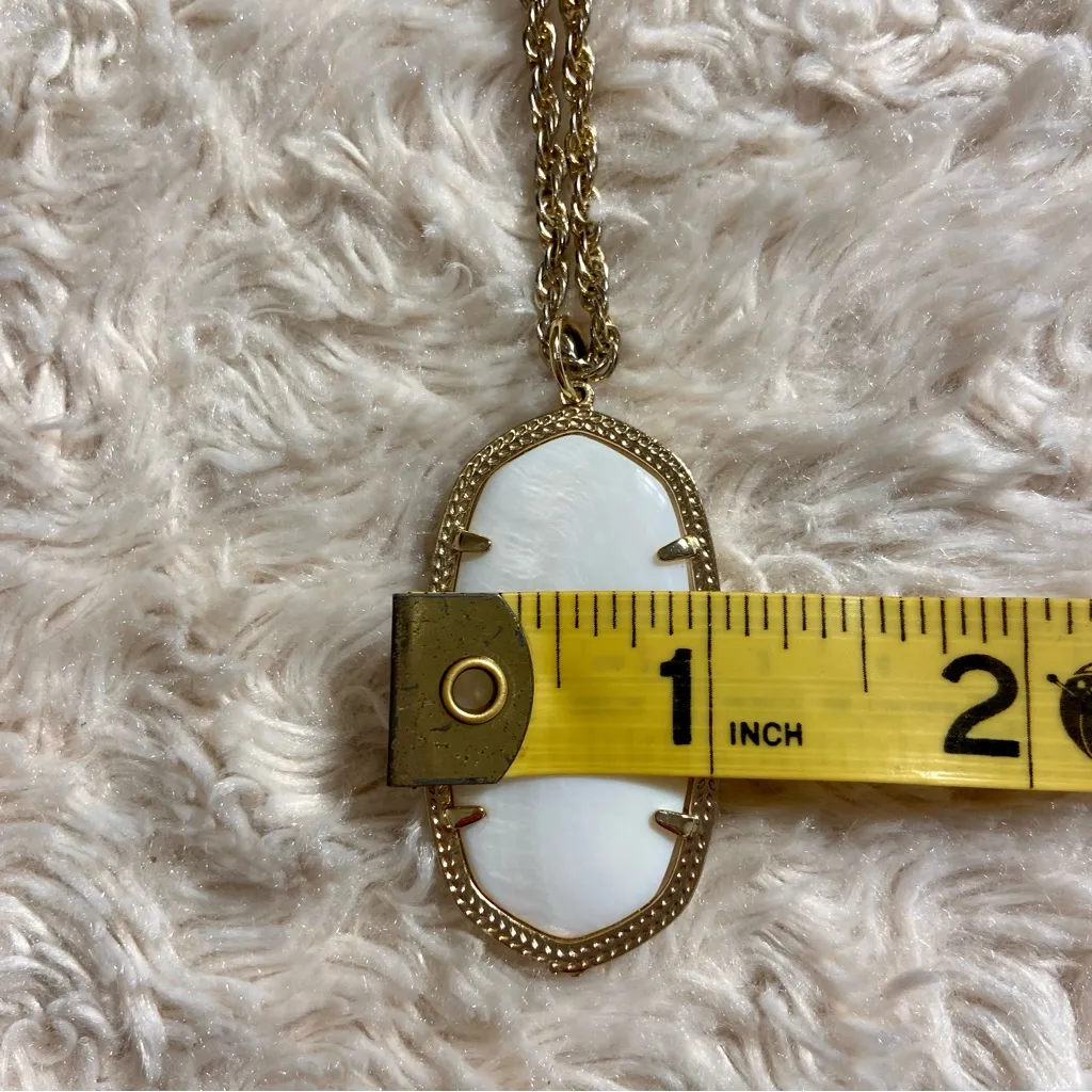Kendra Scott Reworked Ivory White Pendant Necklace Gold Chain Mother-of-Pearl - Image 12