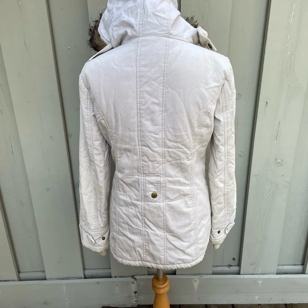 Forever 21 Hooded Coat Jacket Faux Fur Collar & Lining Pockets Women’s Medium - Image 4