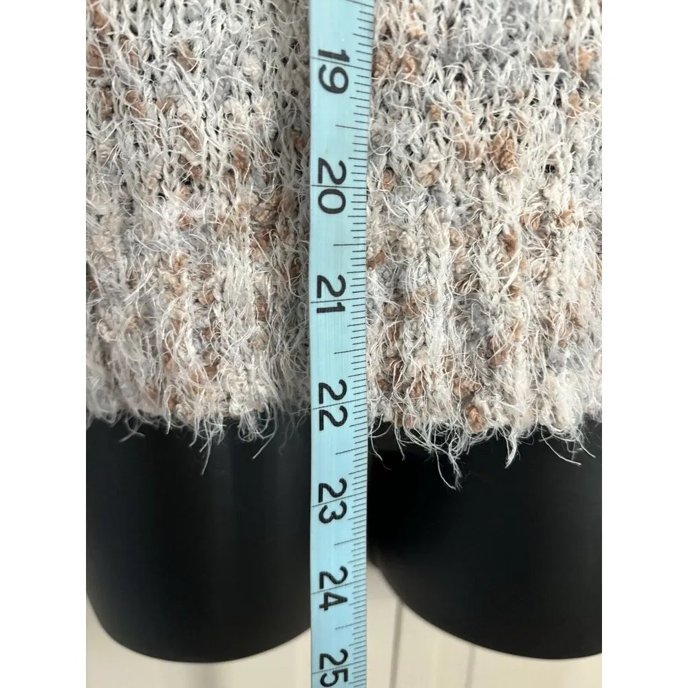 Maurices Open‎ Knit Soft Fuzzy Long Sleeve Sweater Size XS Ivory/Brown/Gray - Image 3