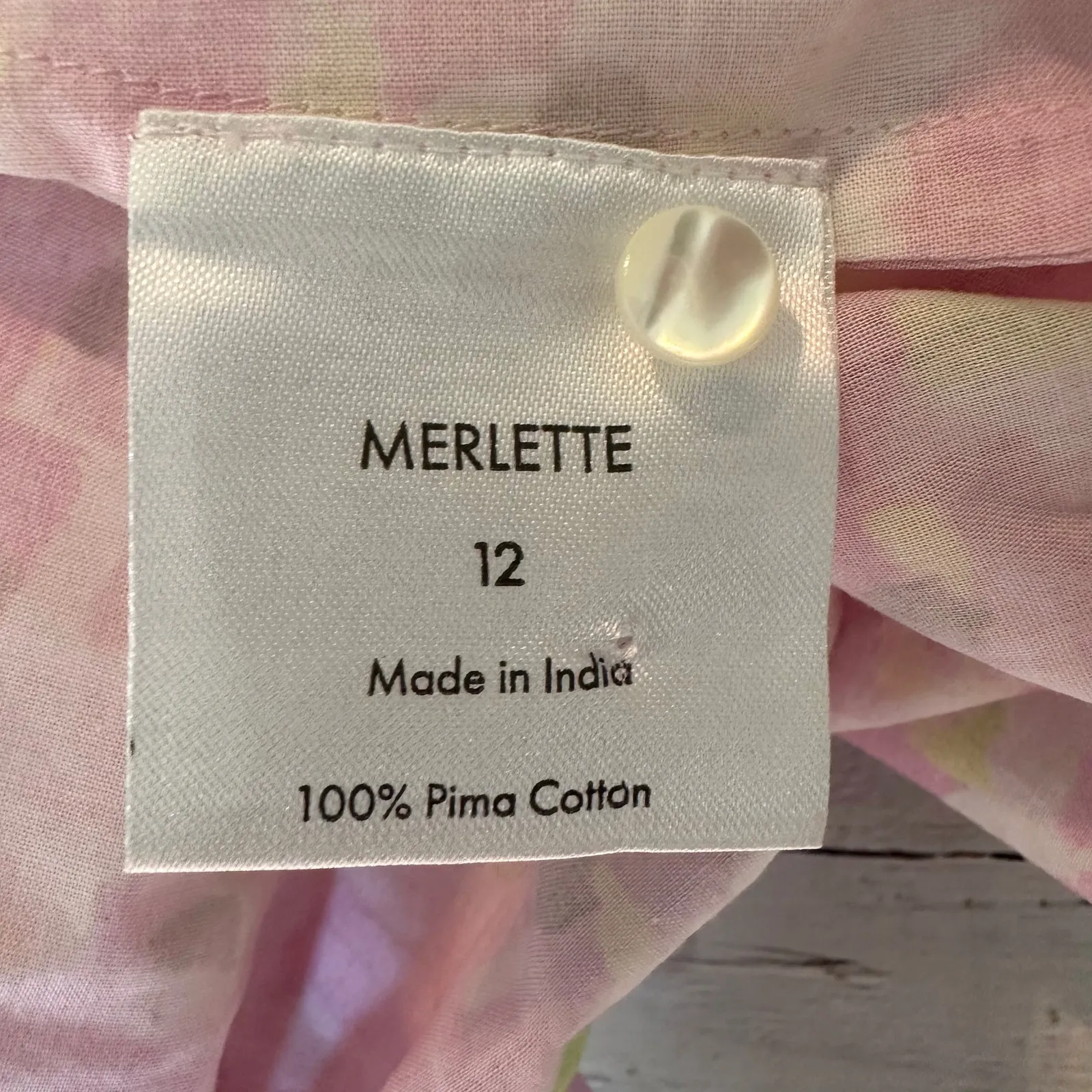 Merlette Alma Print Dress Pink Citrine Mosaic Print Size US 12 Pima Cotton - Image 4