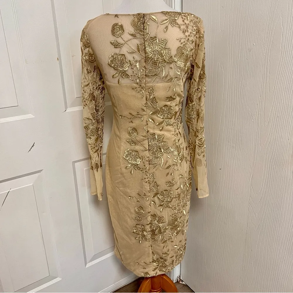 David Meister Embroidered Illusion Cocktail Dress - Image 7