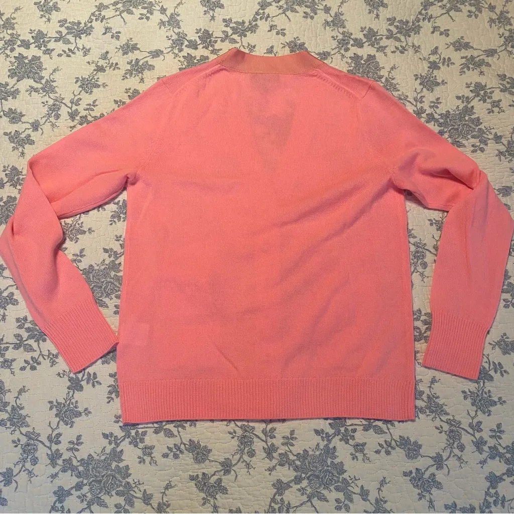J.Crew Harlow 100% Merino Wool Neon Pink Cardigan Sweater Size Small - Image 7
