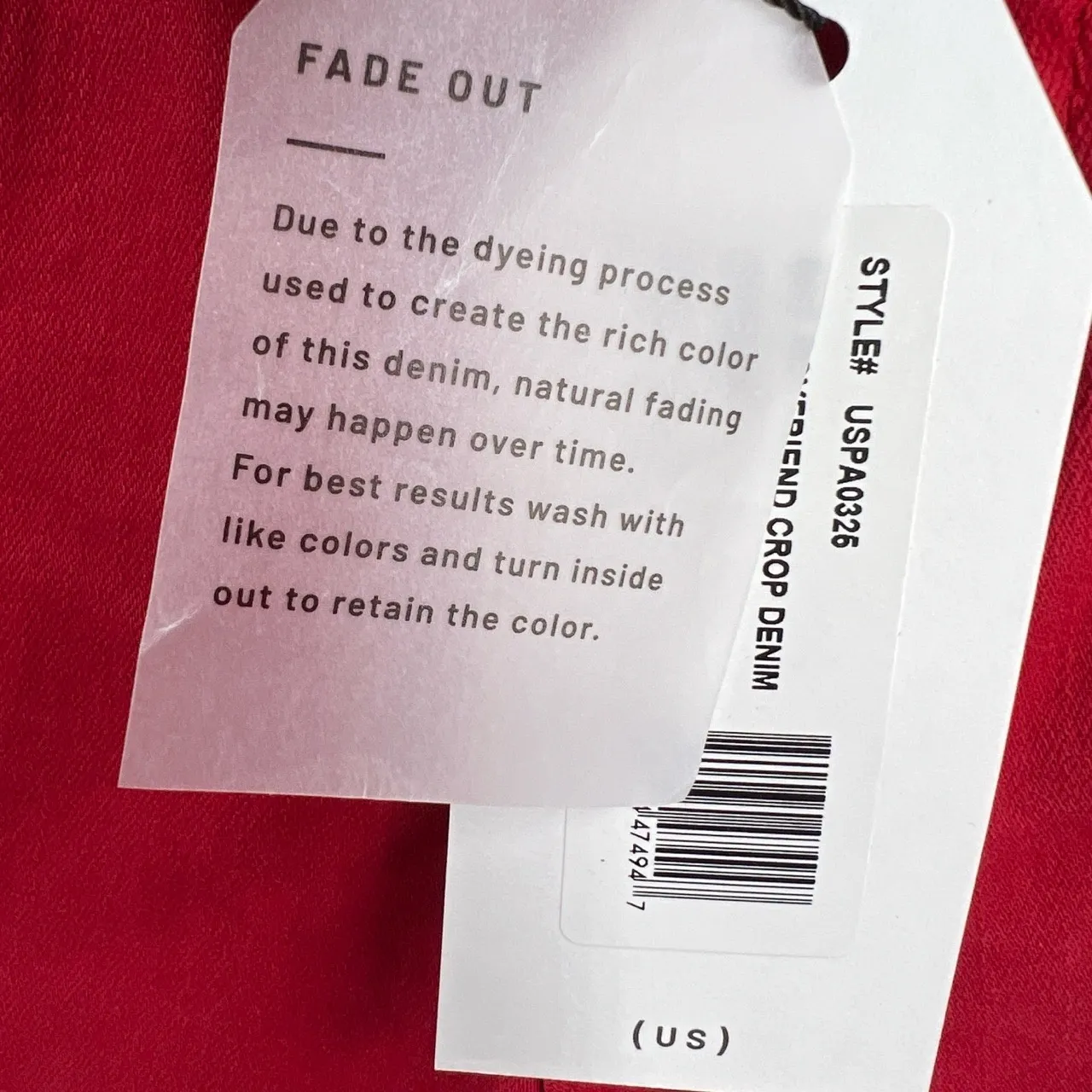 NWT Universal Standard Bae Boyfriend Crop Denim Bright Red Size 00 - Image 8