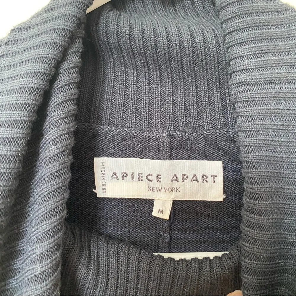 APIECE APART Striped Cotton Turtleneck Sweater in Black/Navy Blue Sz Medium - Image 3