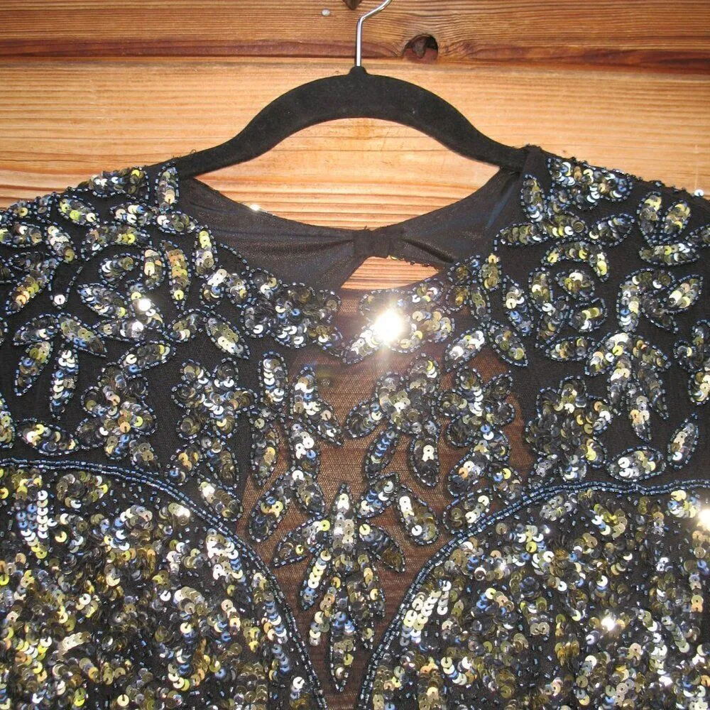 Mac Duggal Womens Black Long Sleeve Embellished Gown 4316 12 - Image 9