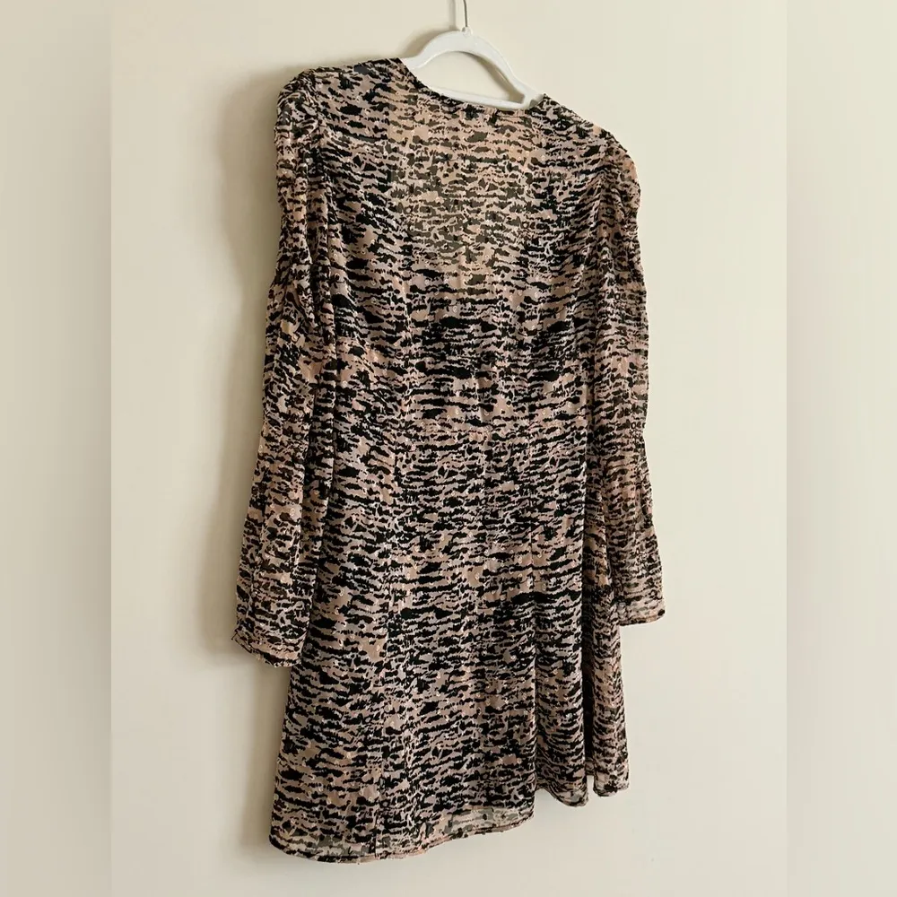 Zara Animal Print Milkmaid Dress with Velvet Bow - Size M - Image 9