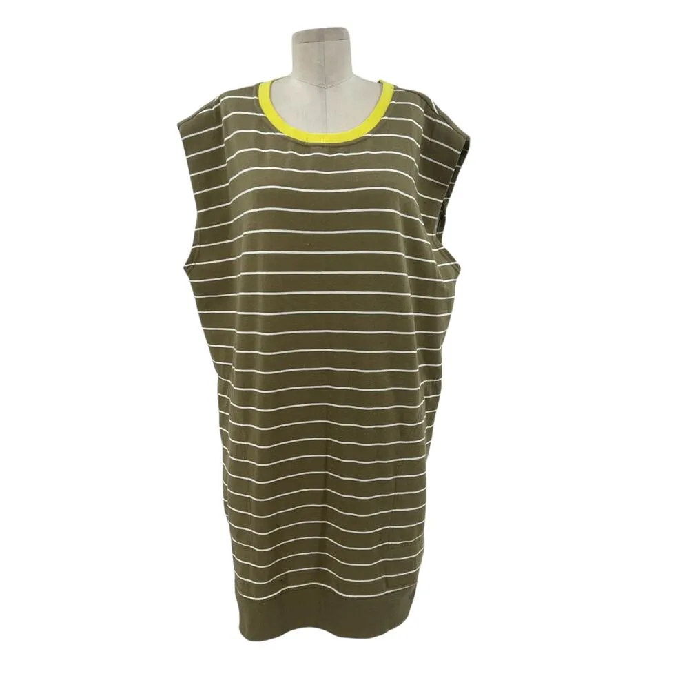 Anthropologie Daily Practice Tee Dress Striped Light Fleece Green‎ Size Large - Image 3