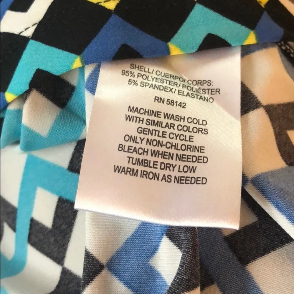 Maggy London Geometric Silky Shift Dress Diamond Print Colorful Geo Office - Image 5