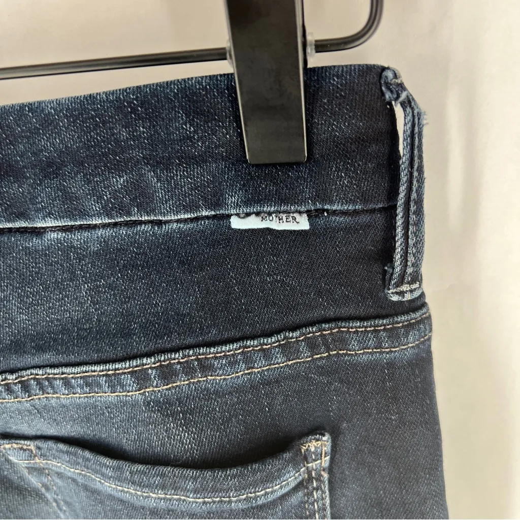 MOTHER High Waisted Looker Ankle Fray In Last Call Dark Wash Denim Jeans Size 25 Blue - Image 7