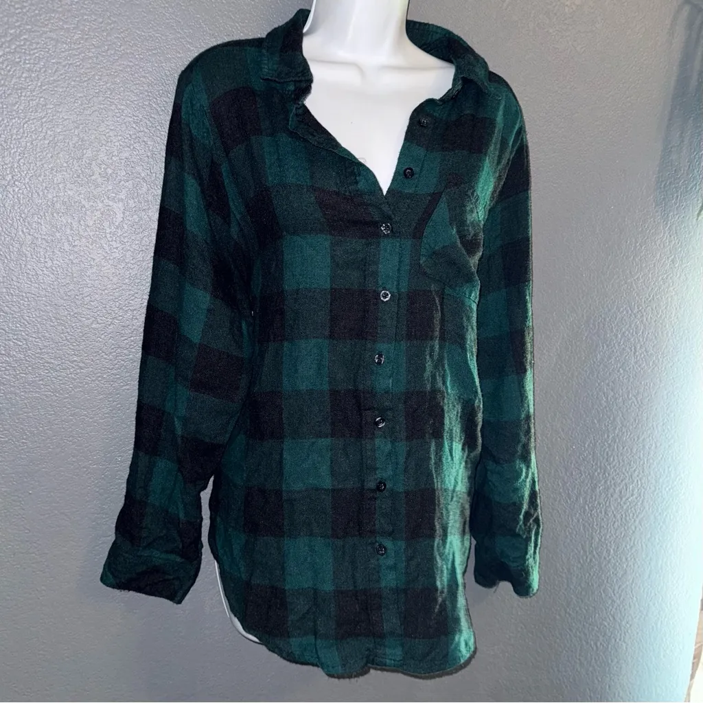 Torrid Green Gingham Soft Spring Long Sleeve Flannel Shirt Womens Large XL 1X - Image 4