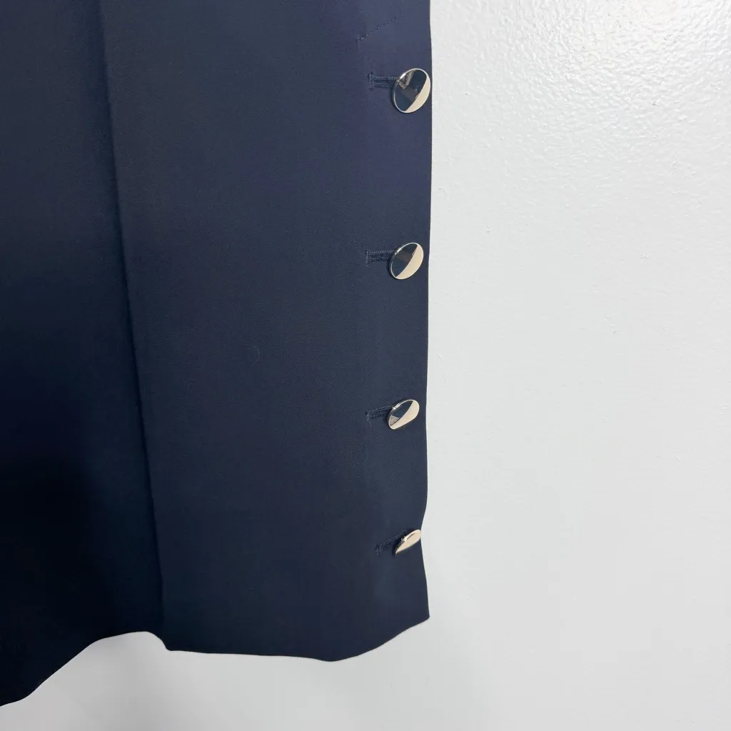 Talbots Navy Button Hem Wide Leg Crop Size 16 Workwear Career Office Work - Image 6