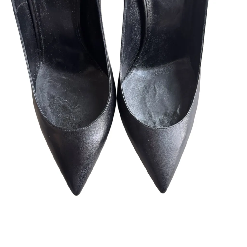 Saint Laurent - Opyum Logo Heel Pumps Black Leather Sz 40.5 - Image 3