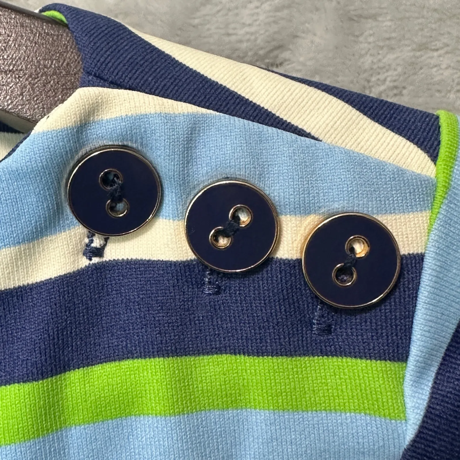 J McLaughlin S Striped Boatneck Nautical Top Blue Preppy Classic‎ Coastal Resort - Image 3