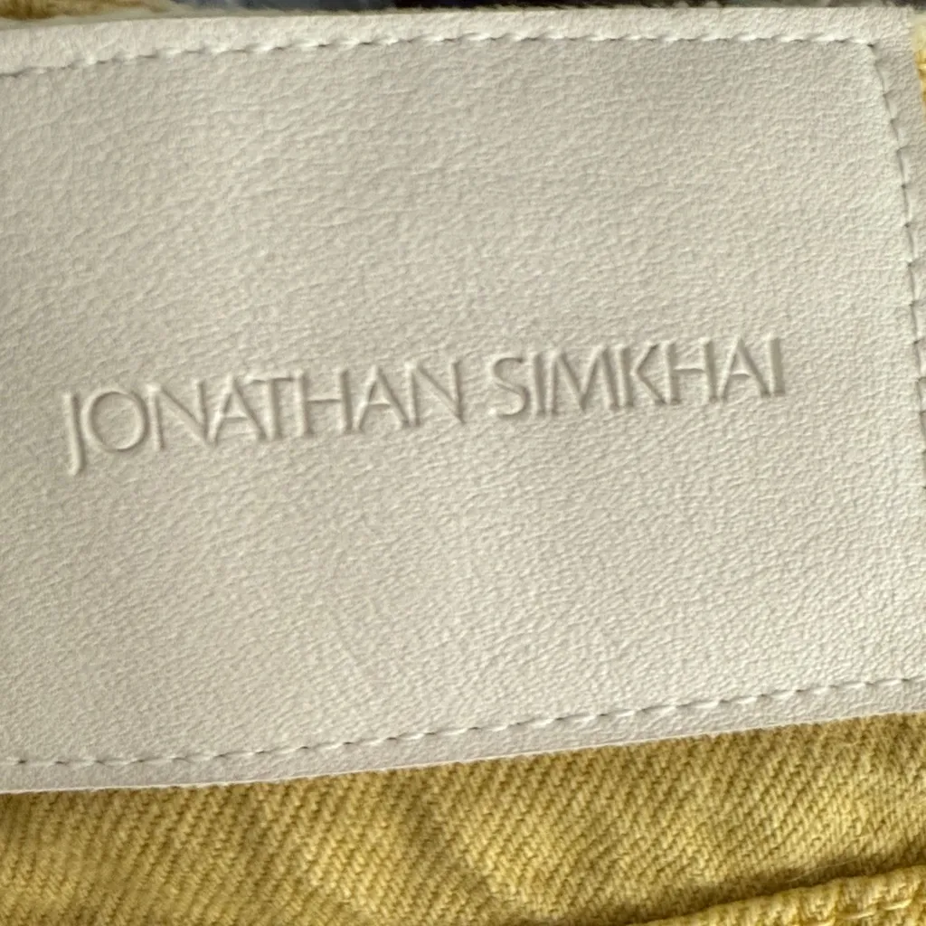 Jonathan Simkhai Distressed Yellow Jean Shorts Tan Size 30 - Image 7