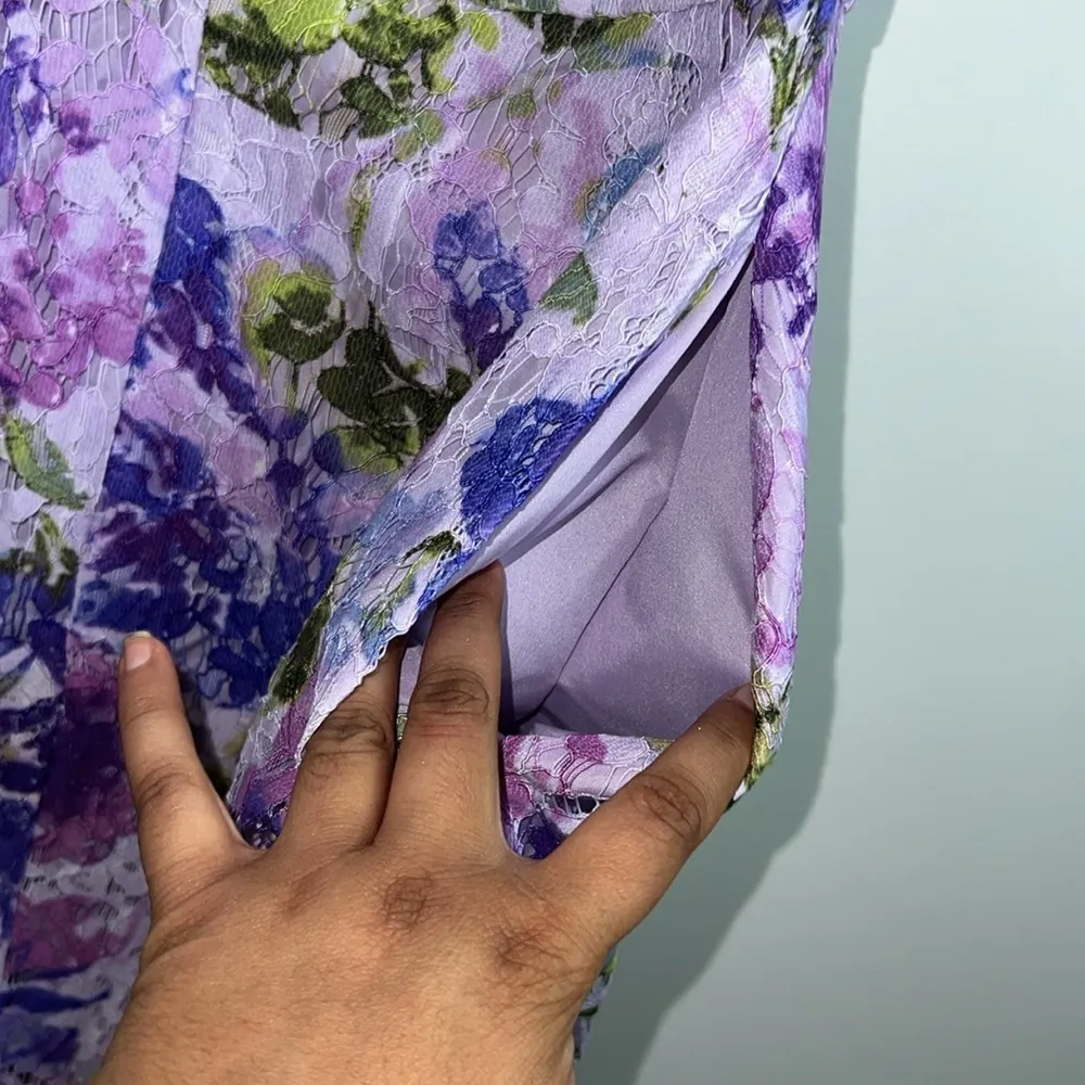 DB STUDIO, FLORAL PATTERNED LACE A-LINE,PURPLEMULTI,8 Dress with pockets - Image 7