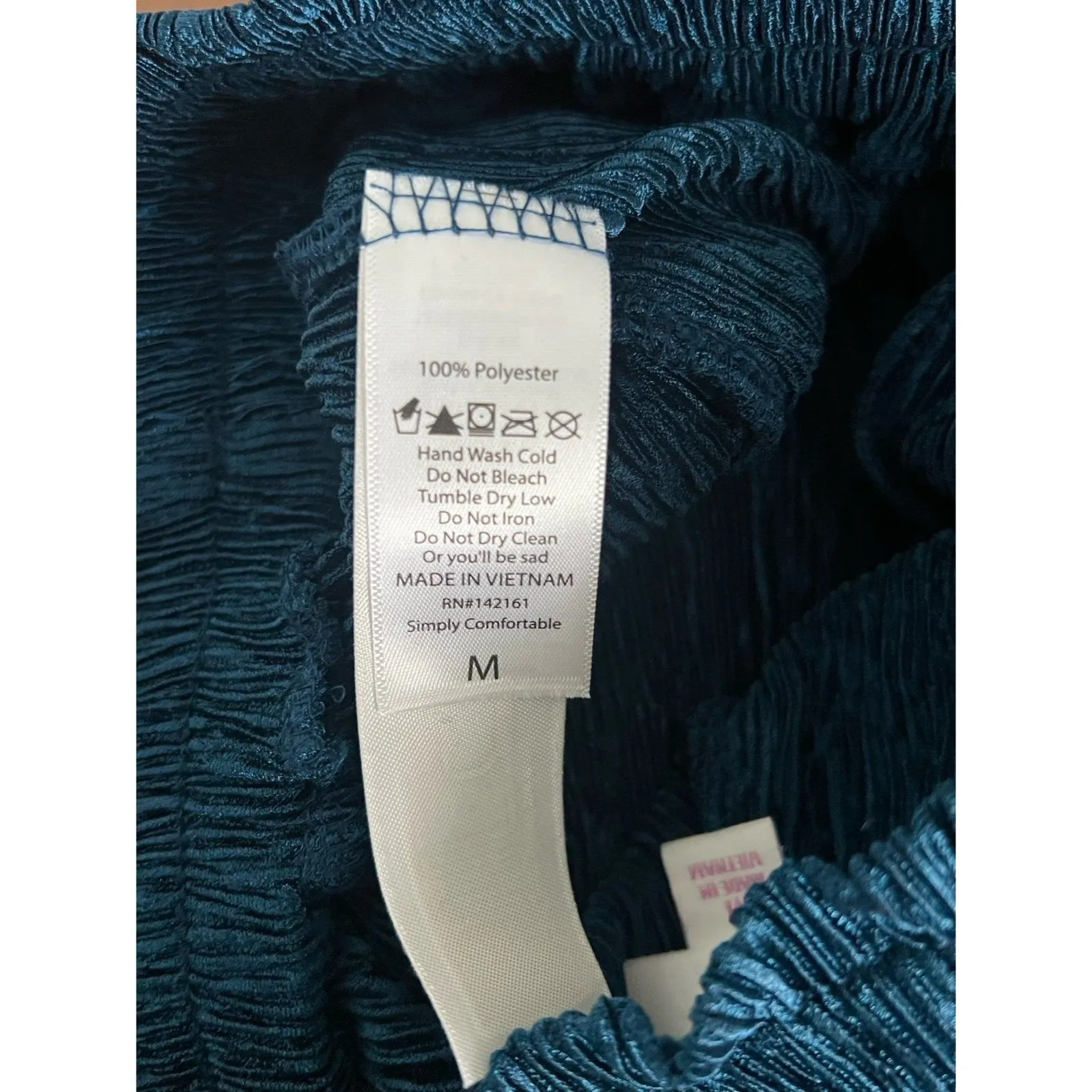 LuLaRoe Womens Dianne Pants‎ Sz M Blue Crinkle Wide Leg Tie Waist - Image 7