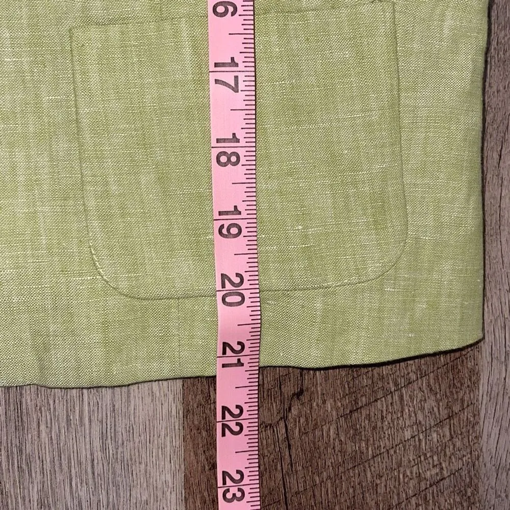Trousers Etc.‎ Womens Linen Blend Button Front Notch Blazer Size 10 Green - Image 10