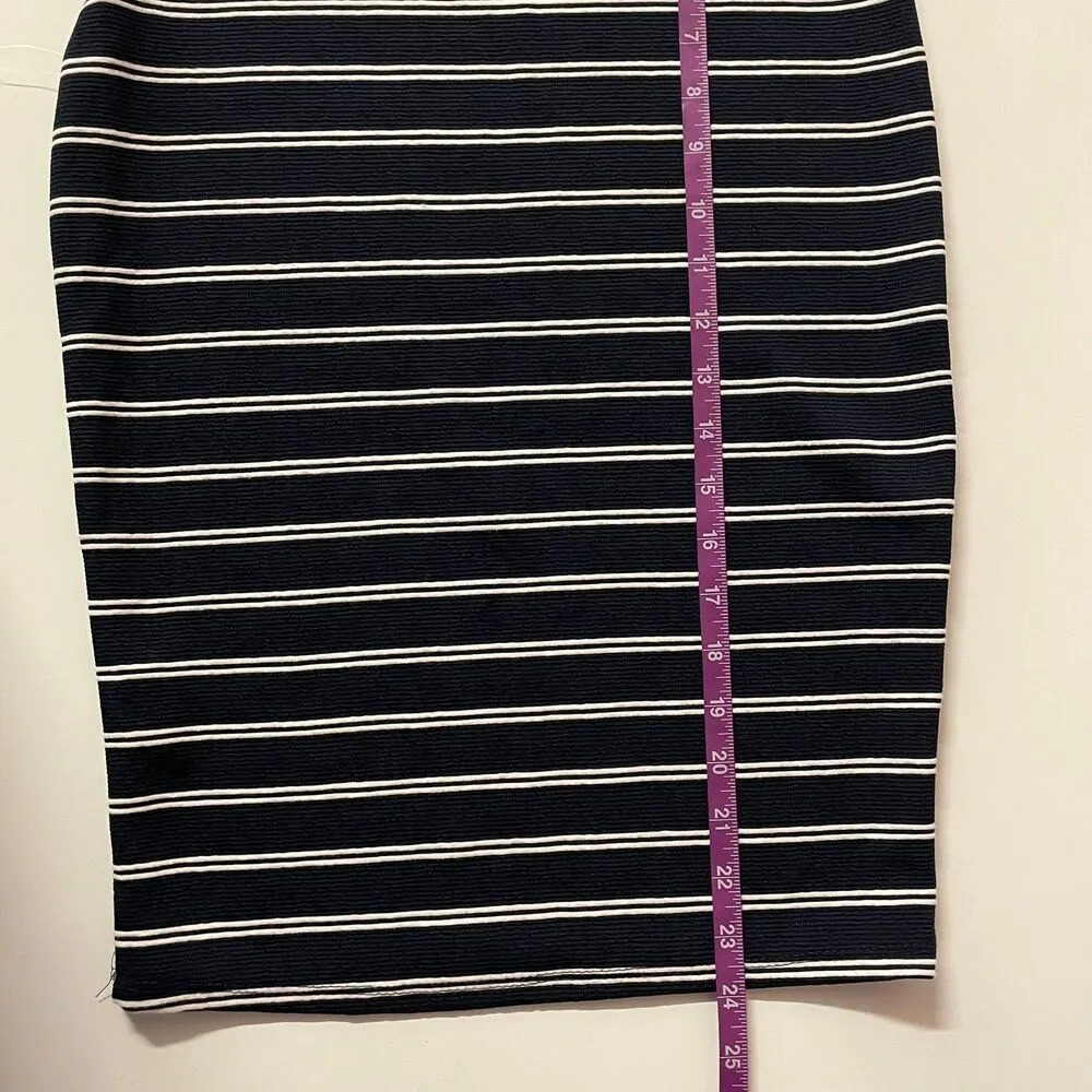 Charlotte Russe Dark Navy Double-Striped Knee Length Pencil Skirt NWT Size M - Image 7