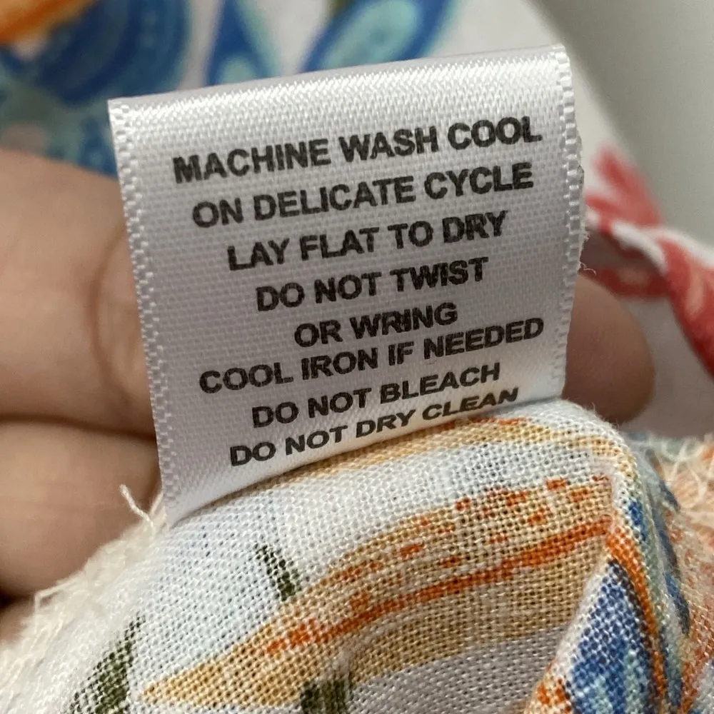 Coral Bay Linen Blend Top XL Multicolor Button Coastal Grandma Beach Sustainable - Image 7