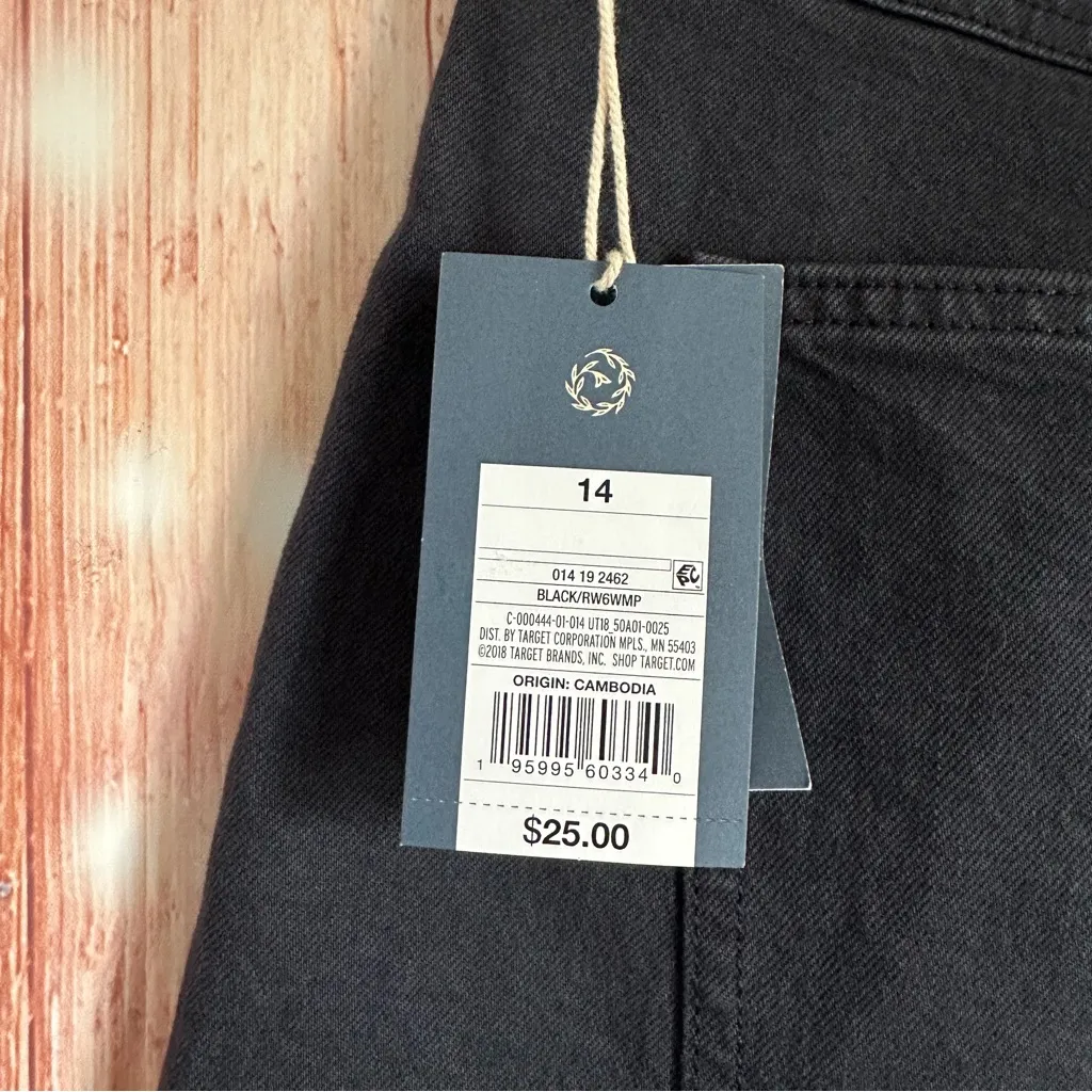 Universal Thread Black High Rise A Line Midi Denim Shorts Size 14 - Image 9