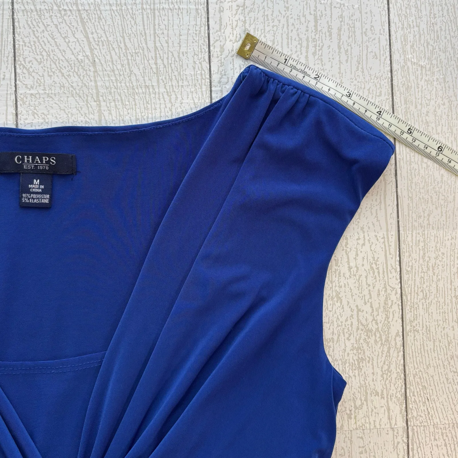 CHAPS  Women’s Blue Mid-Length Cap Sleeve Dress Size M - Image 4