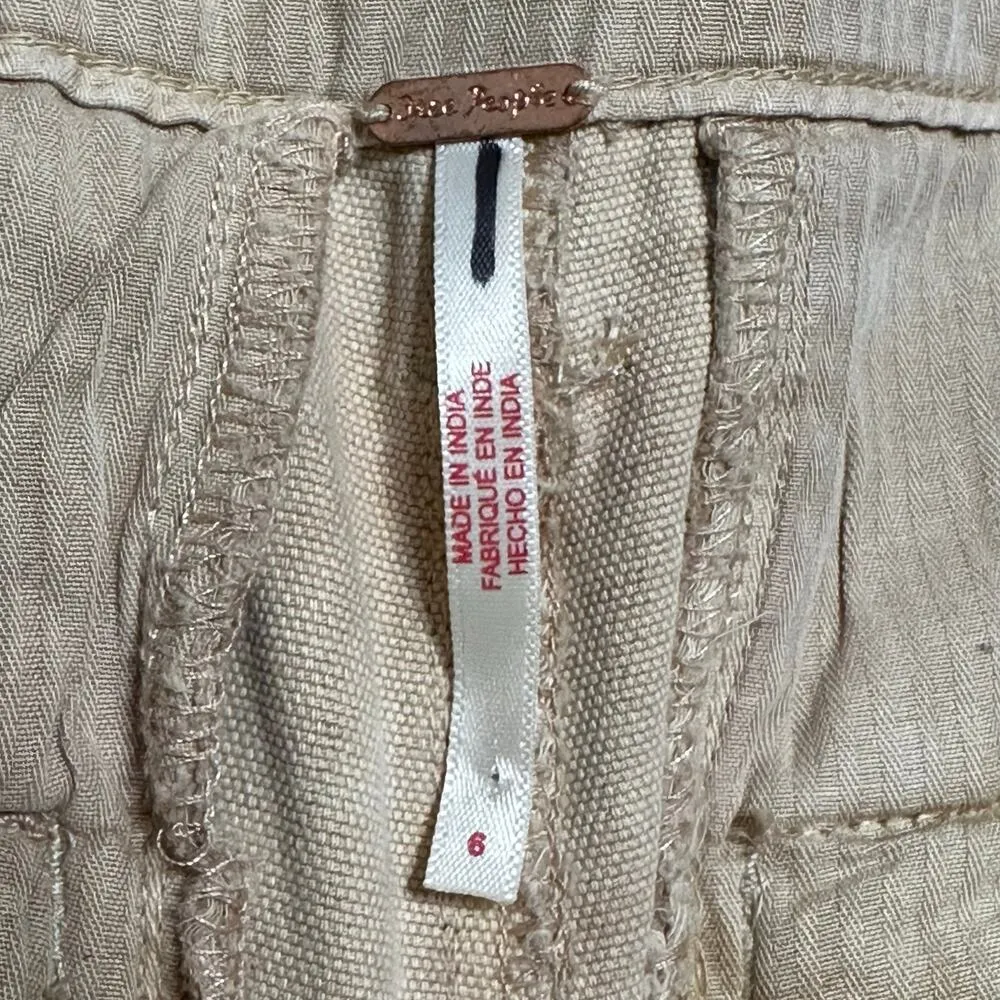 FREE PEOPLE Sz 6 All Yours Micro Mini Shorts Khaki Neutral Brown Utility Cargo - Image 3