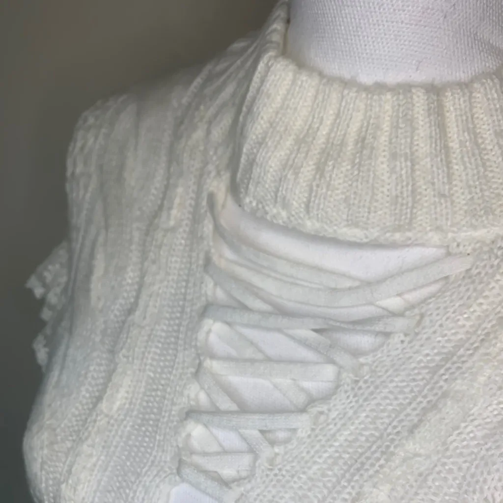 Torn by Ronny Kobo Ruffle Lace Up Sweater Size S - Image 2