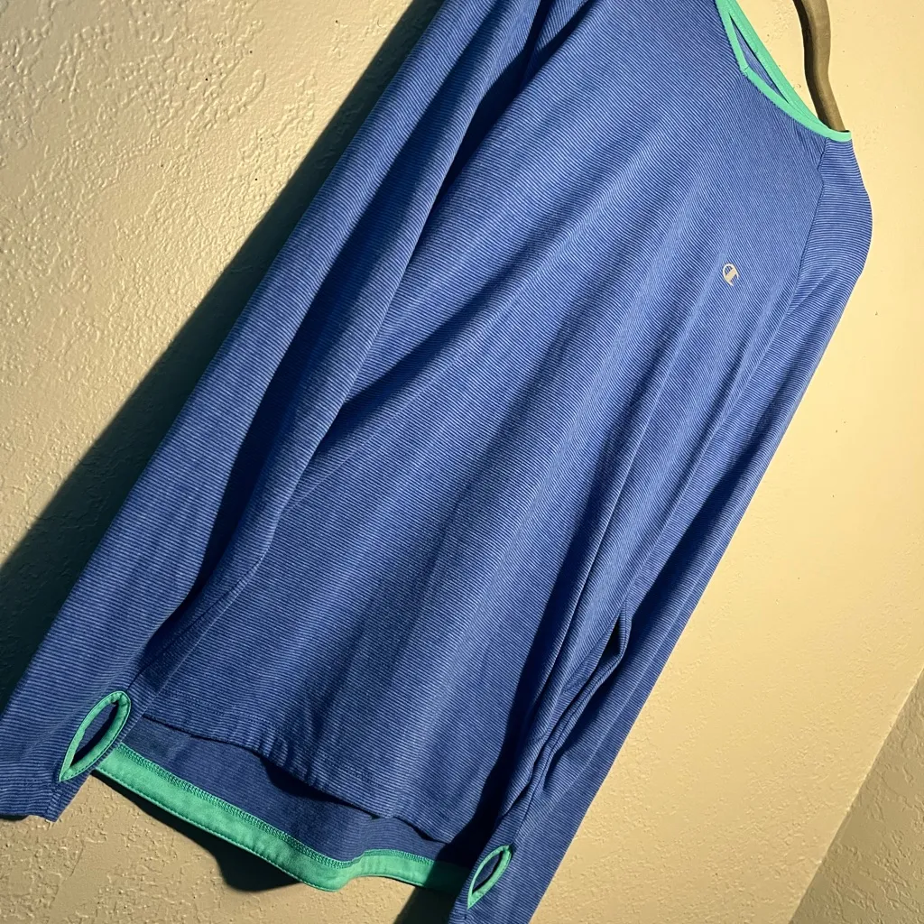 Champion Blue and Mint Green Sweatshirt SZ L Athletic Longsleeve Performance Top - Image 6