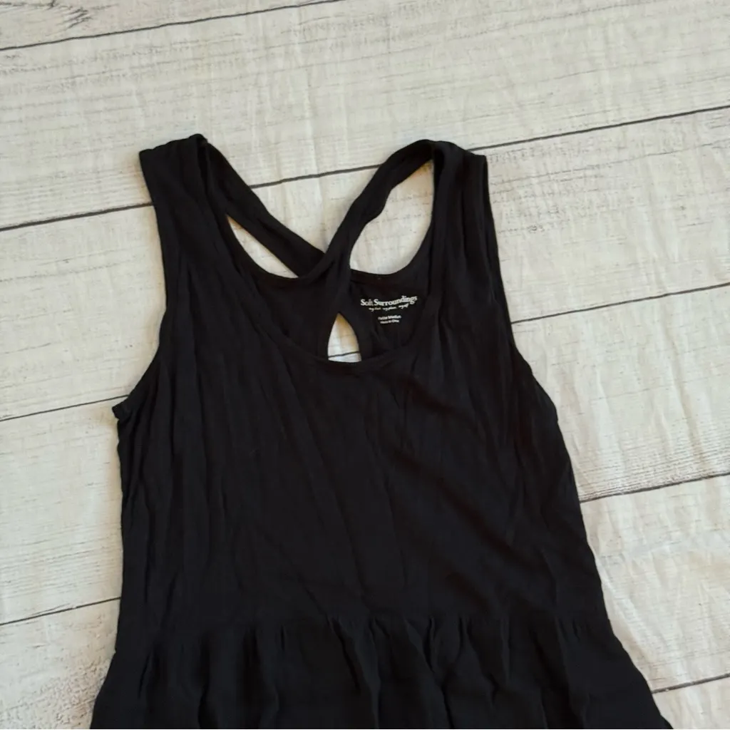 Soft Surroundings crisscross back dress size petite medium tank black high low - Image 5