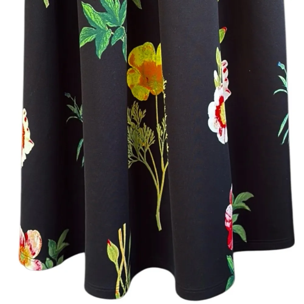 NWT ASOS Black Floral Full Skirt Midi Dress Size 4 - Image 6