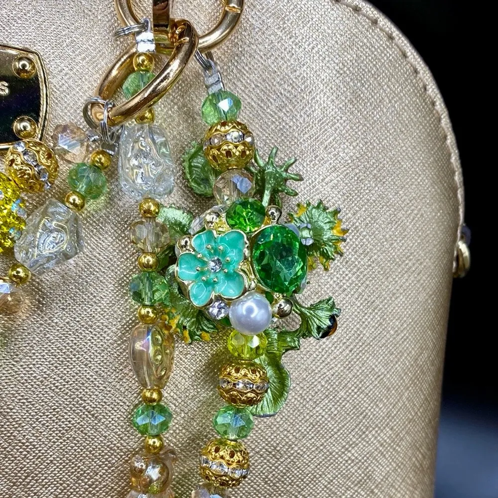 🌻Luxury Bag/Phone Chain Charm/Keychain Van Goth Sunflowers Bling Crystal Beads - Image 5