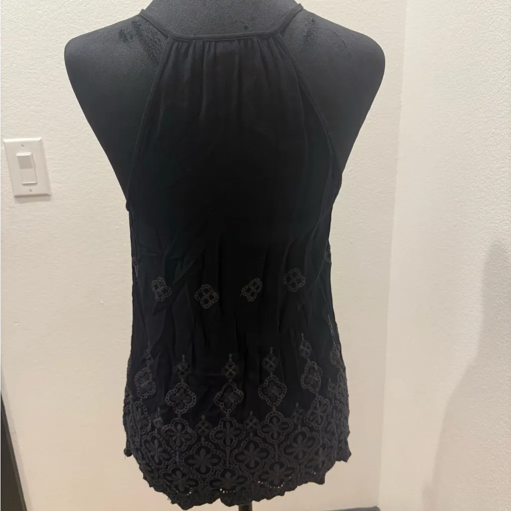 LoveStitch Small Black Embroidered Halter Top - Image 3